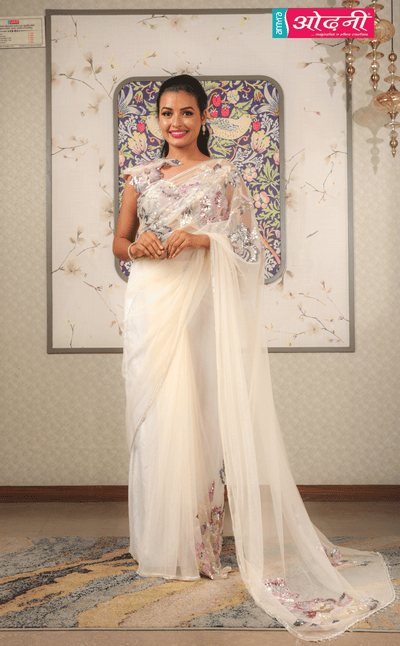 Ivory Illusion Sequin Saree (KS-25-18 D-104)