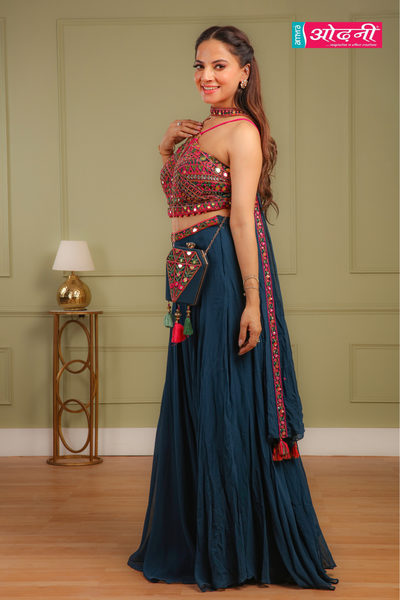 Blue Mirror Mosaic Palazzo Dress (REVA M-24)