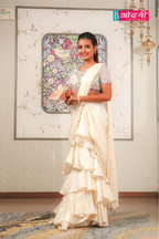 Ivory Ruffle Dream Drape Saree (ZW-4336 D-4)