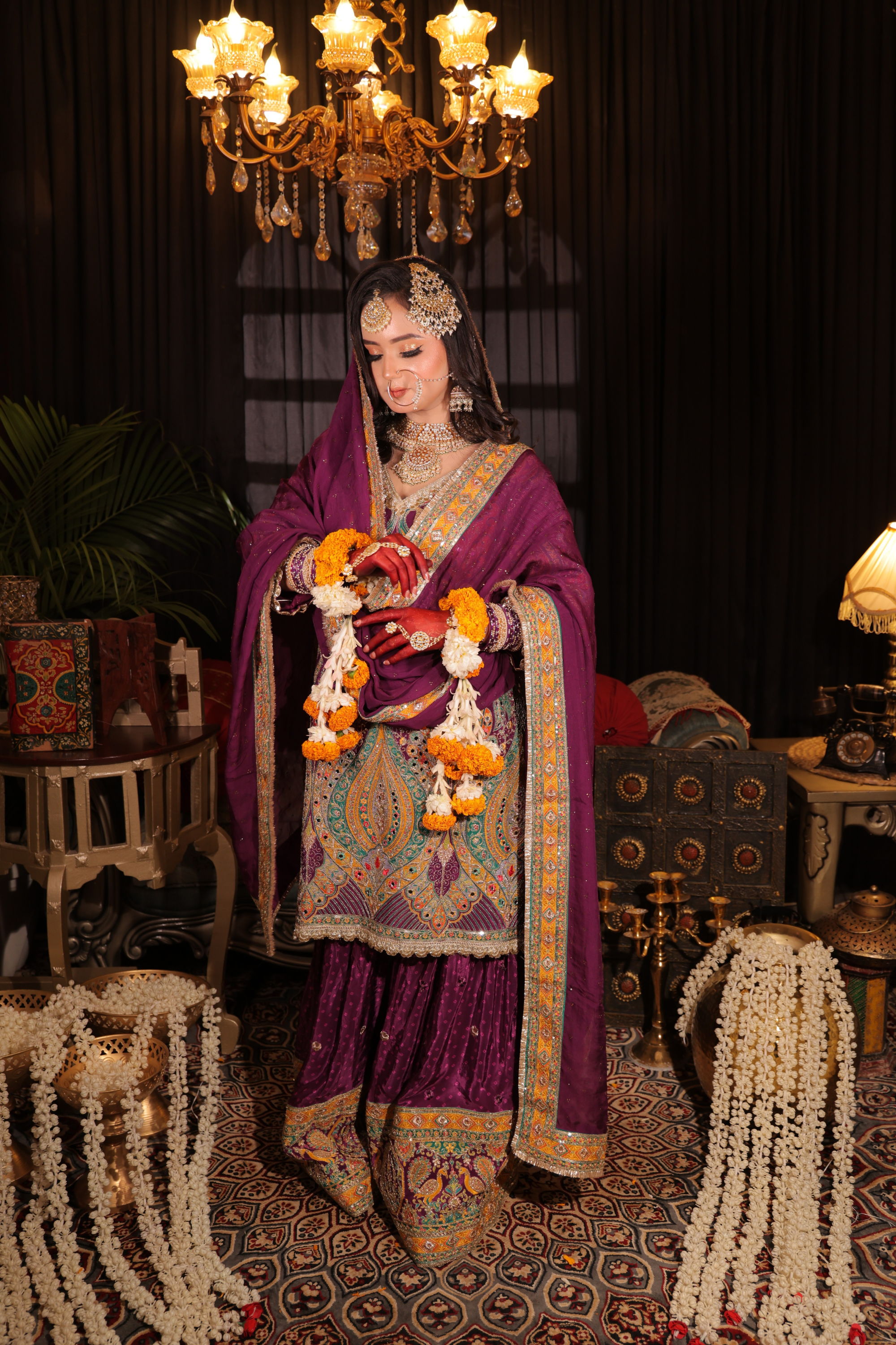 Red Chilly and Gold Heavily Embroidered Sharara Suit (KJ-3156 D-45) Main image