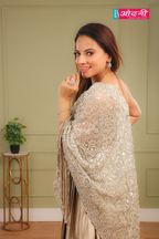 Gold and Beige Contemporary Draped Dress (8124 M-16)