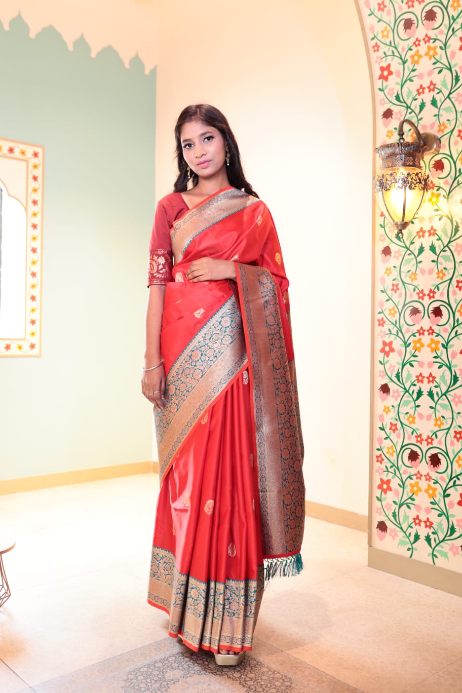 Exquisite Red Banarasi Silk Saree