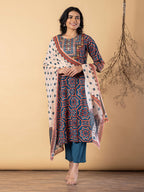 Azure Geometric Ajrakh Suit Set