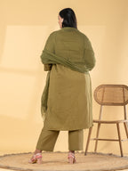 Olive Bloom: Chanderi Silk Suit Set
