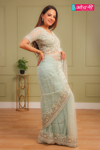 Mint Green Embellished Net Saree (2820 GS-86)
