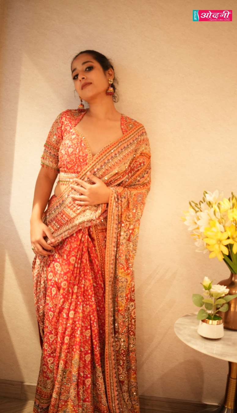 Tuscan Sunset Luxury Saree