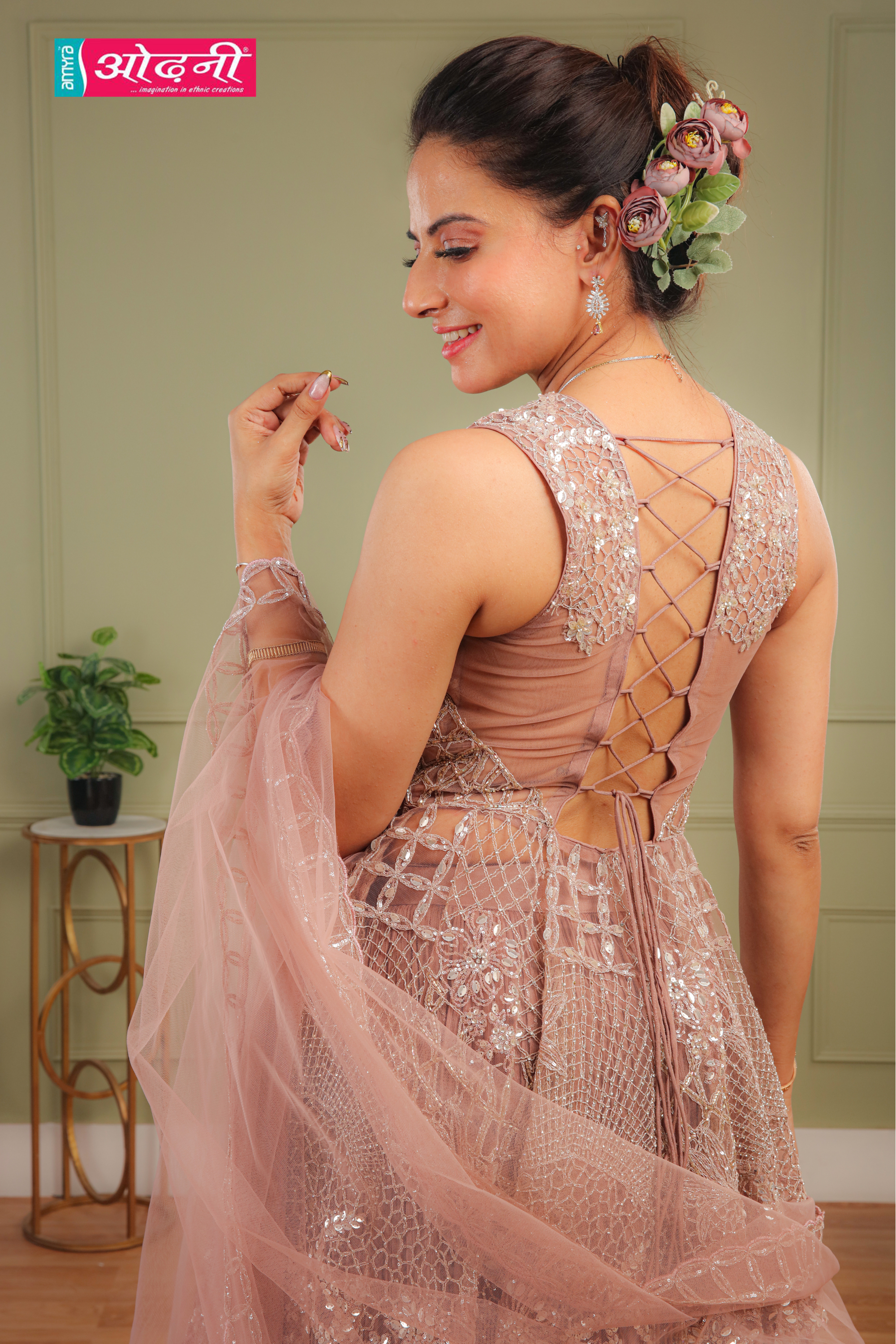 Mauve Layered Anarkali Short kurti and skirt (SA-23143 D-71)