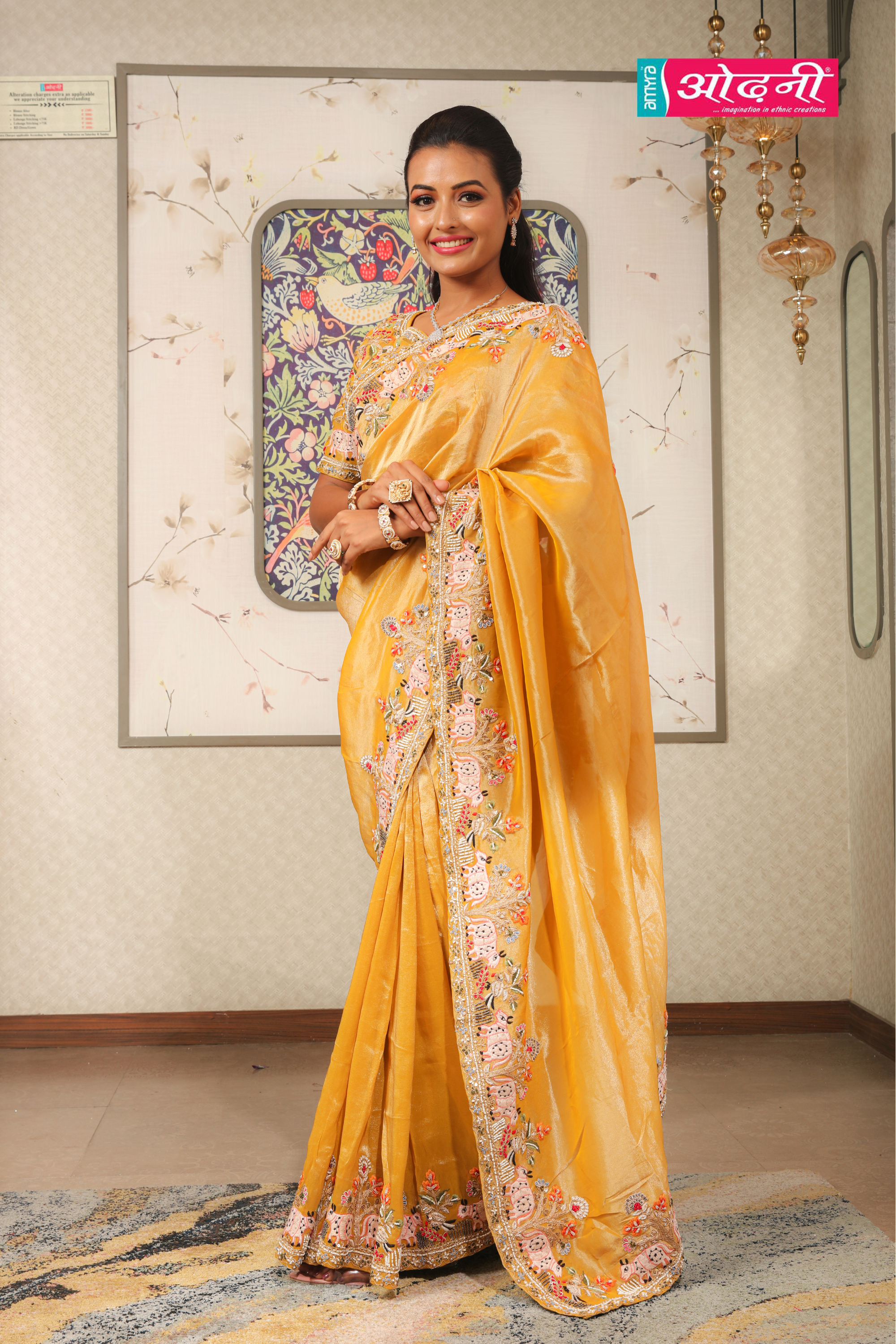 Mustard Bloom Embroidered Preety Saree (A-664 B-181)