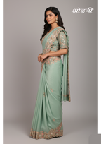 Pastel Green Embellished Saree (A-641 B-181)
