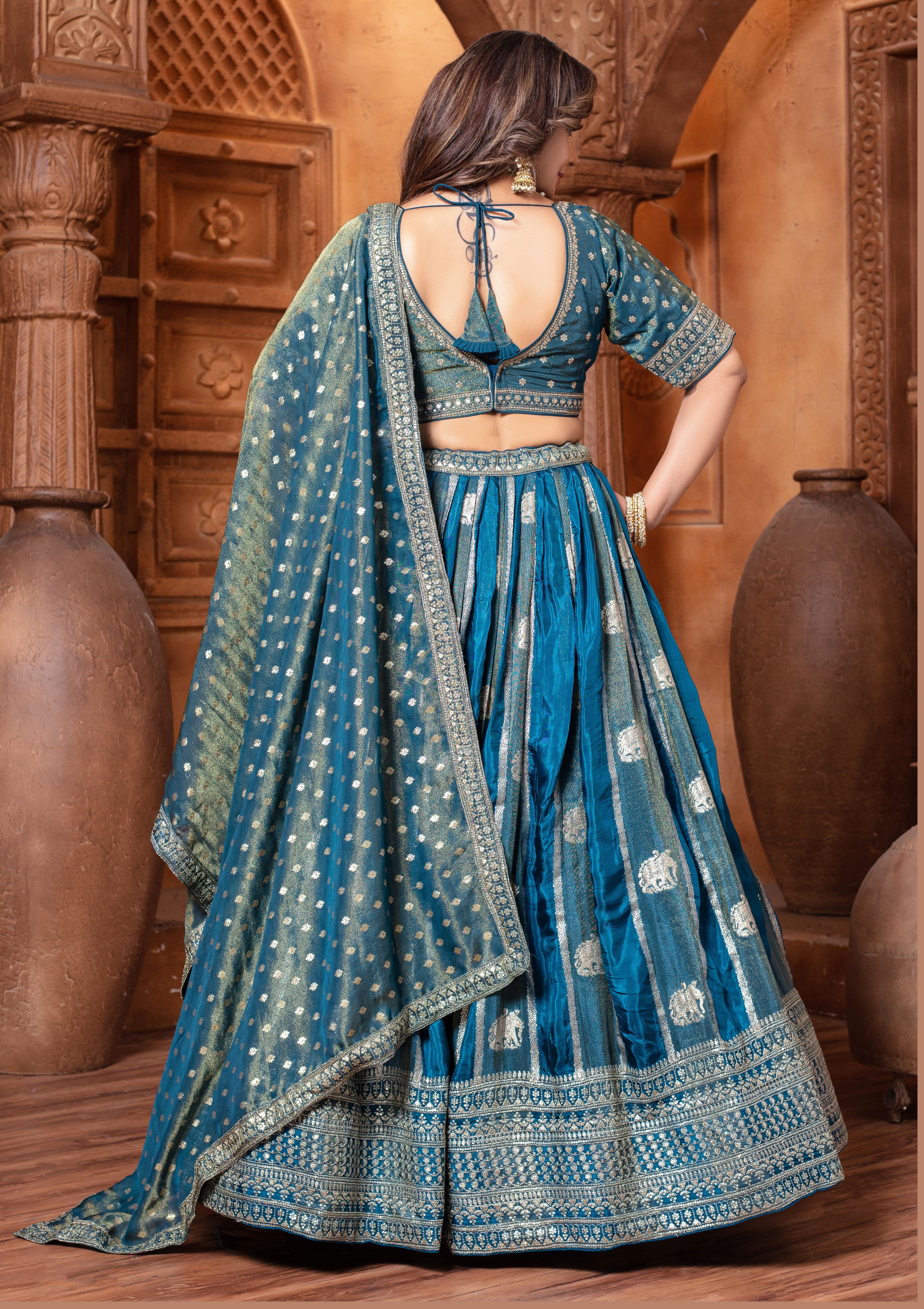 Azure Royalty Banarasi Lehenga Set (5114-1 GA-39)