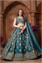 Teal Banarasi-Style Flare Lehenga (5114 GA-39)