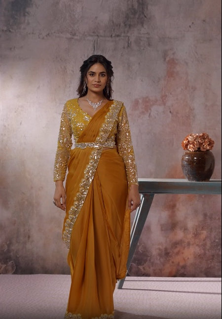 Designer Mustard Saree