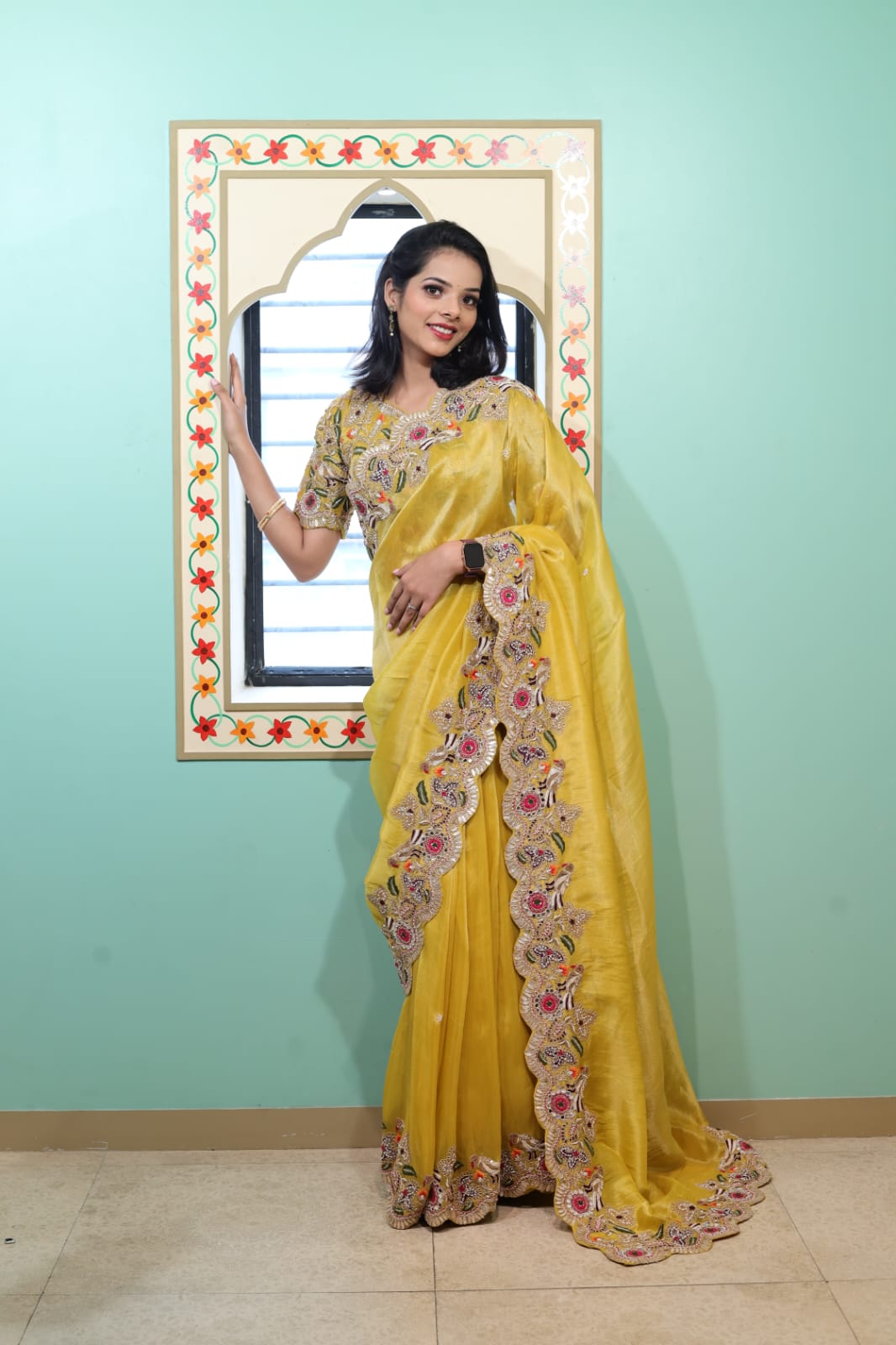 Radiant Yellow Tissue Saree