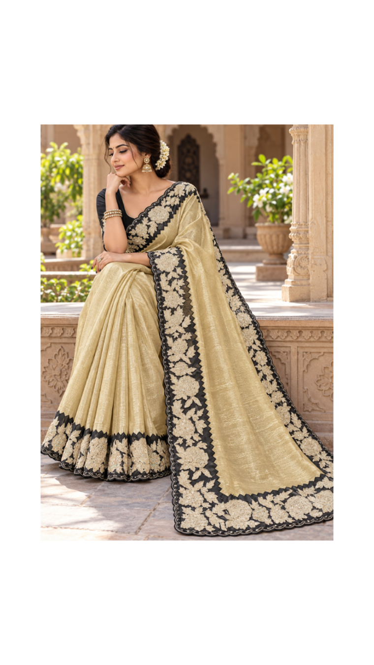 Elegant Beige Tissue Silk Saree Main image