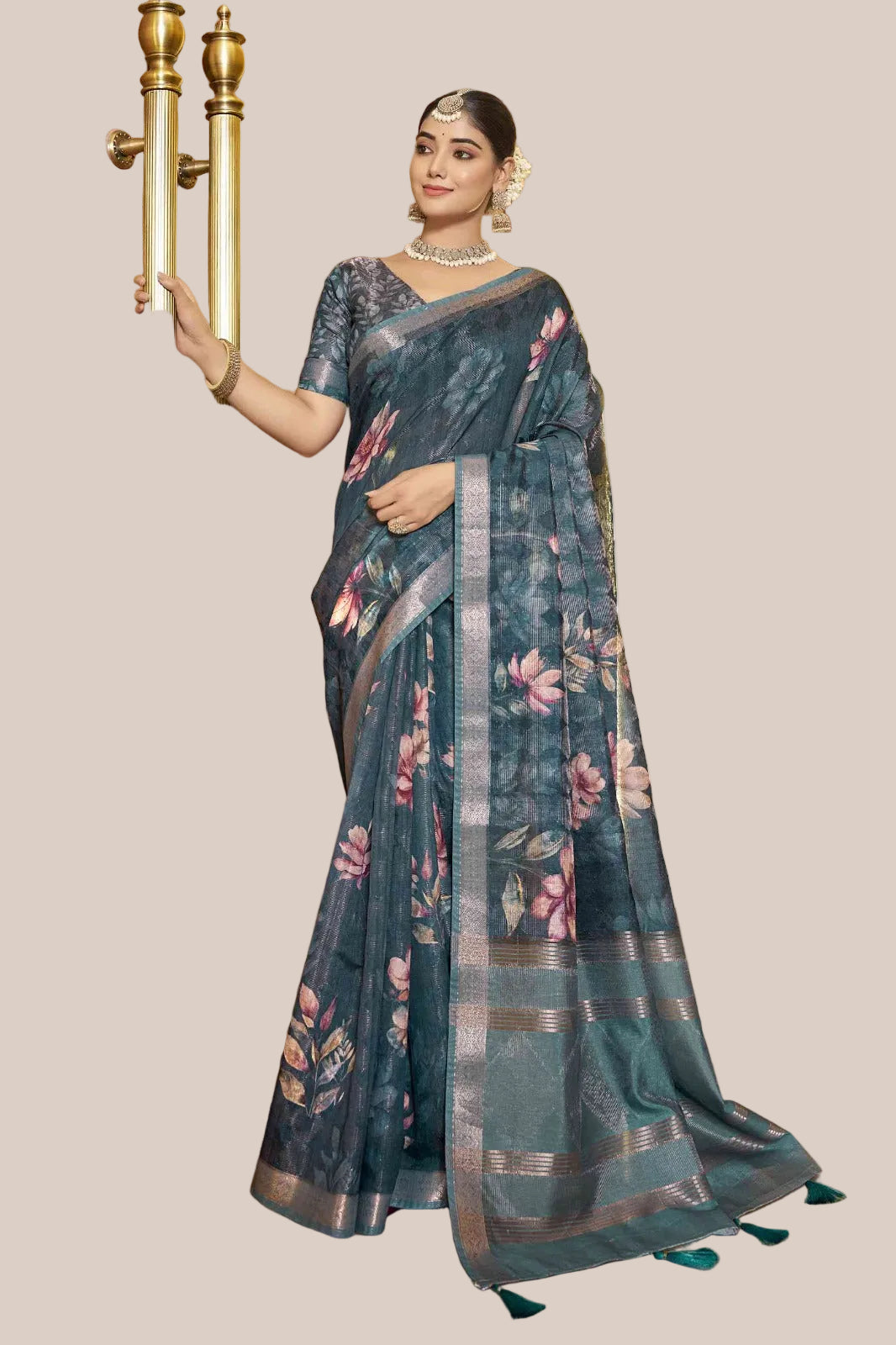 Floral motif Printed Saree (5430 GS-144 Main image