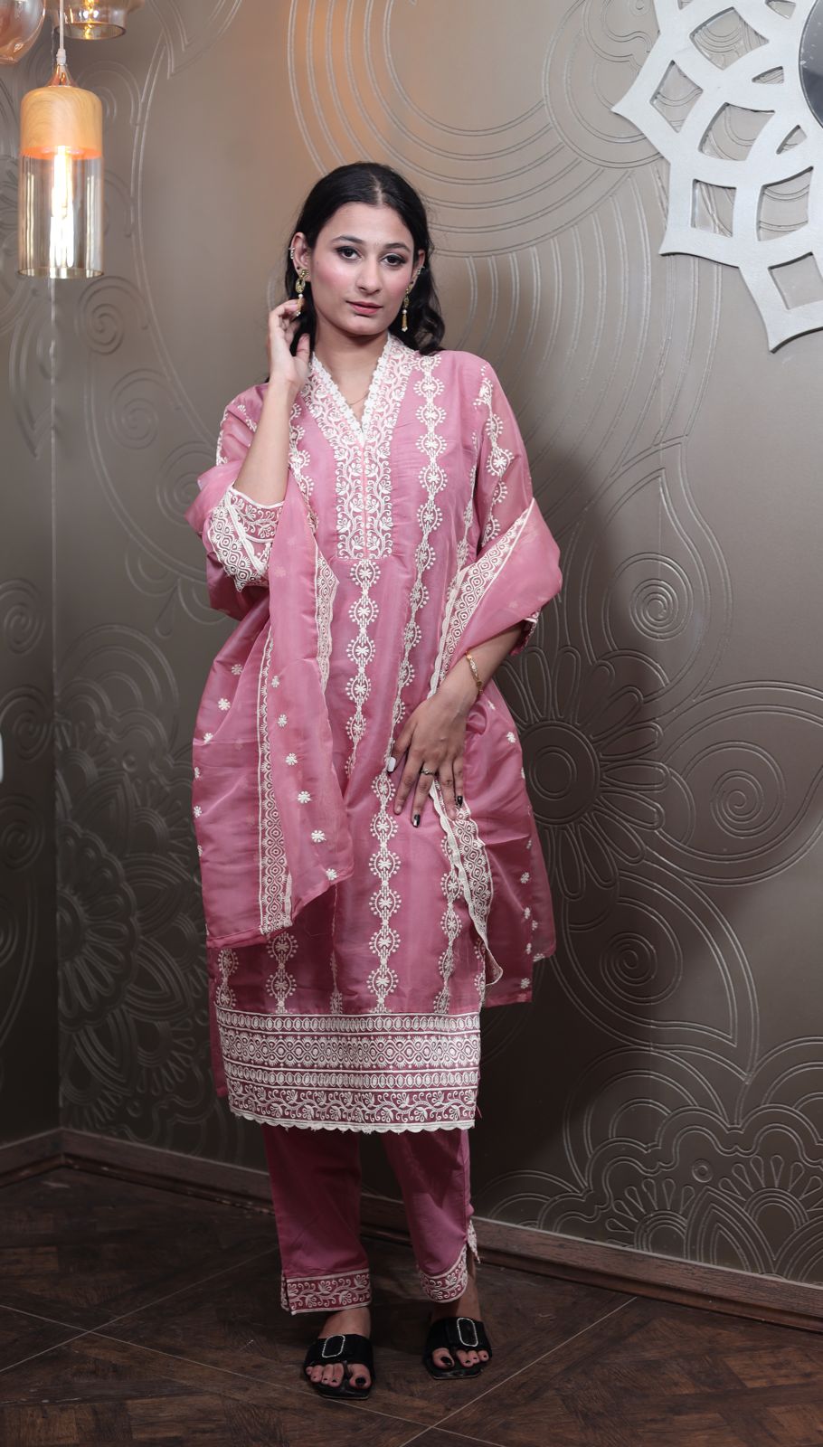 Cupcake Organza Kurti with Pant and Dupatta