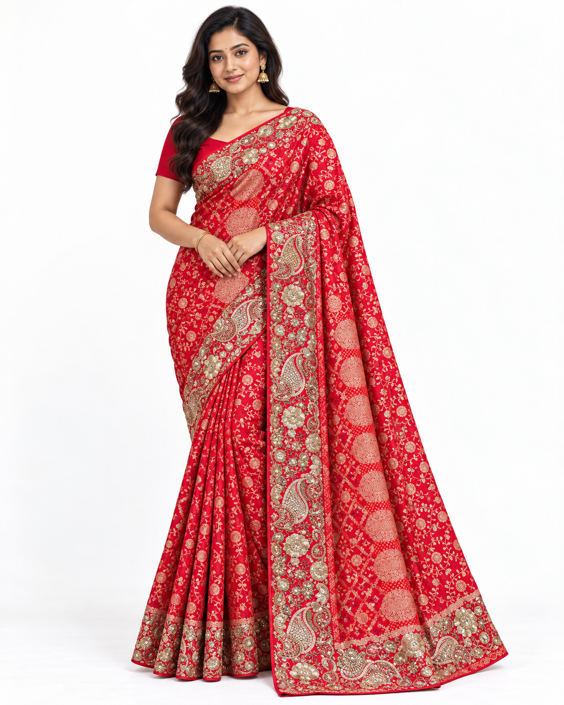 Red Gold Paisley Saree – ODHNI