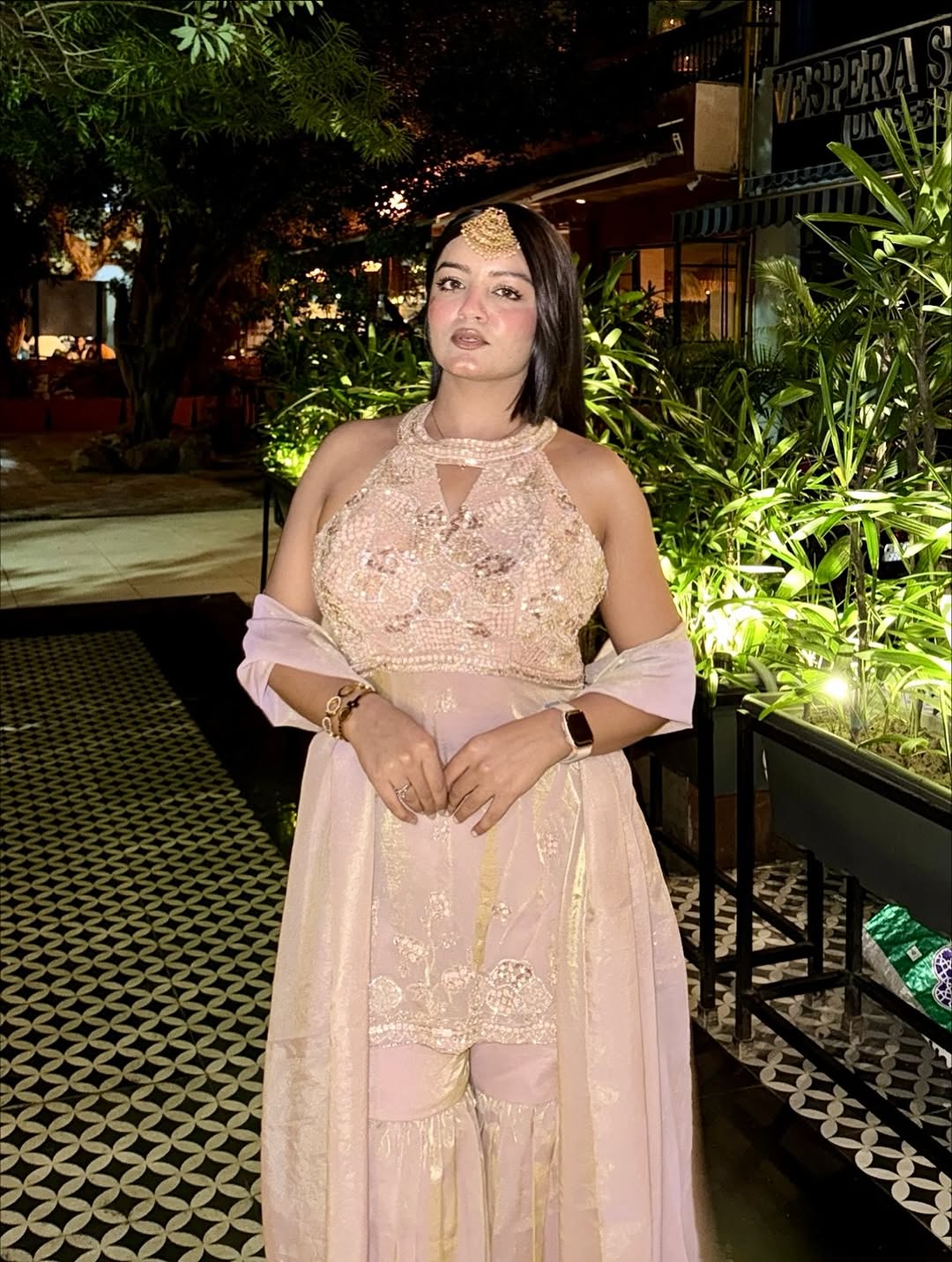 Tangerine Sparkle Sharara Set( 2500 M-87)