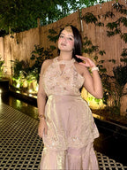 Tangerine Sparkle Sharara Set( 2500 M-87)