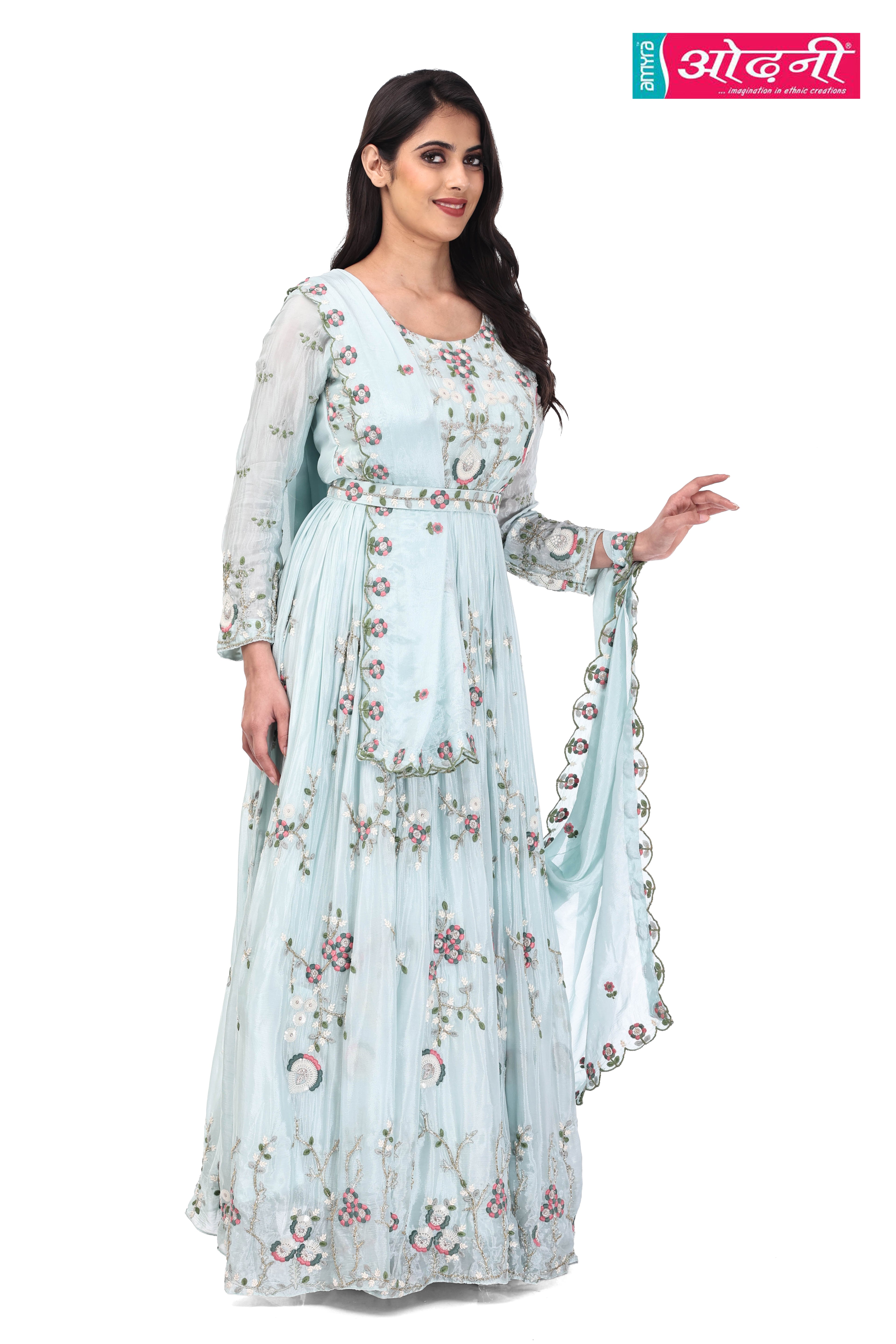 Frost Blossom Anarkali Set (1838 GS-151)