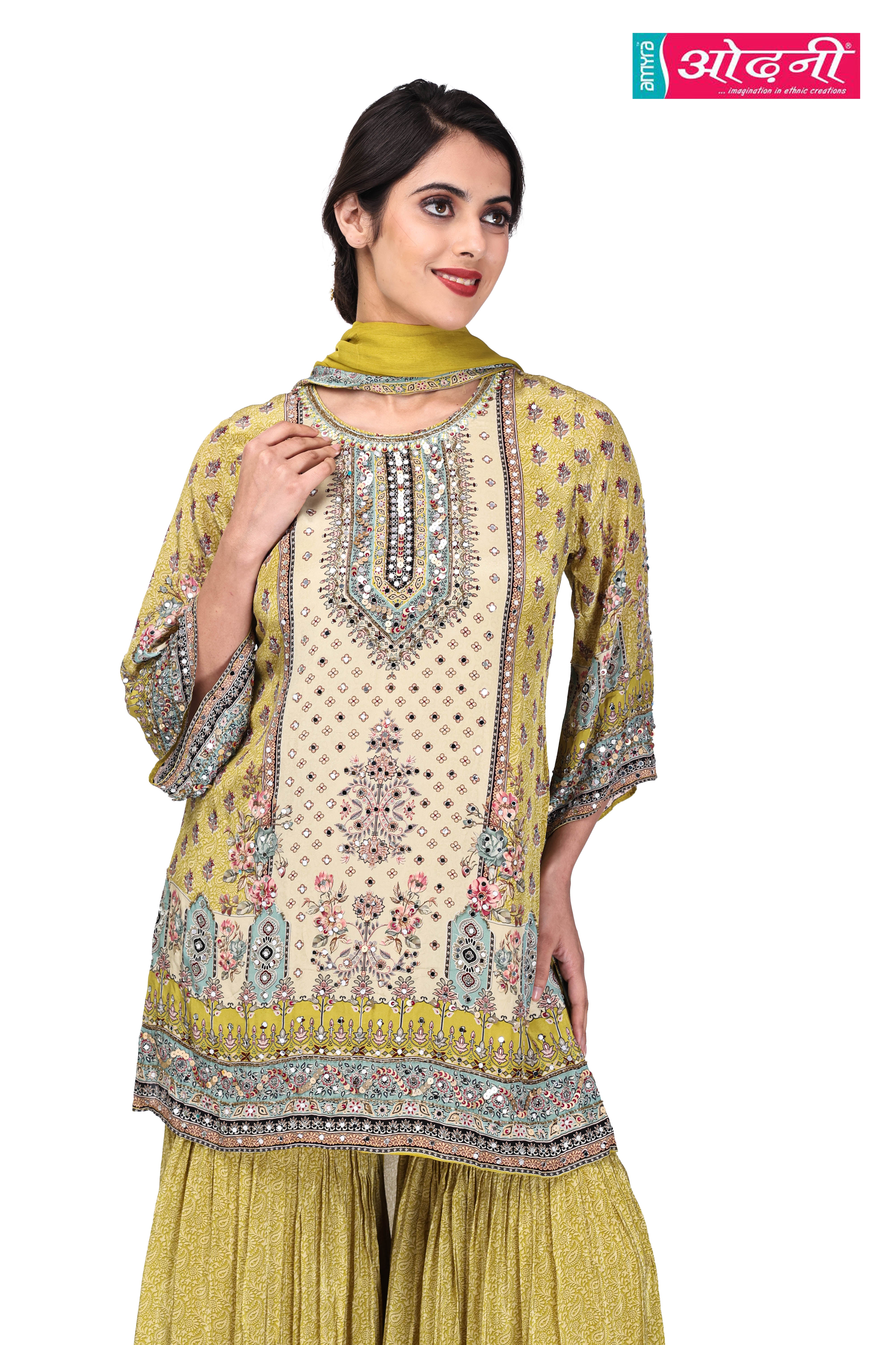 Golden Meadow" Sharara Set 3244 M-35 Secondary image