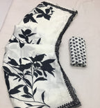 White Blossom Satin Saree (586 GS-11)