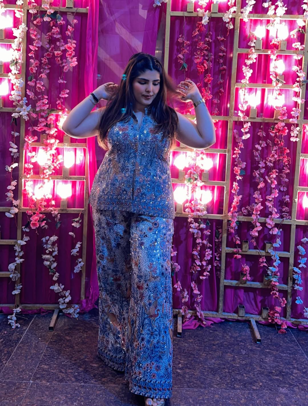 Azure Garden Sequin Co-ord Set (6199 M-88) Main image