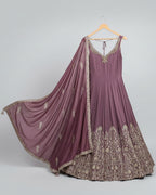 Regal Mauve Hand-Embroidered Kurta Set