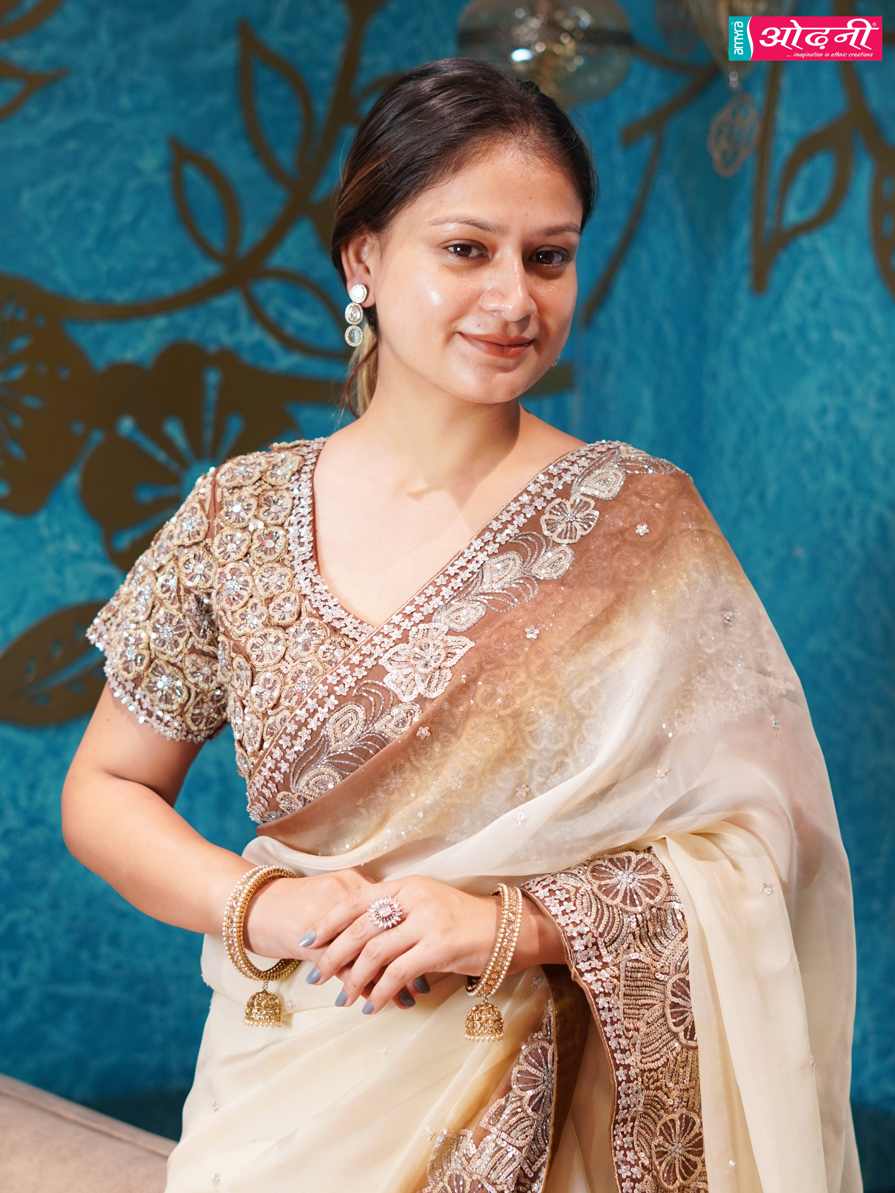 Ivory Elegance Embellished Saree (1041 B-181)