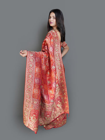 Bridal Red & Gold Brocade Saree (5931 B-129)
