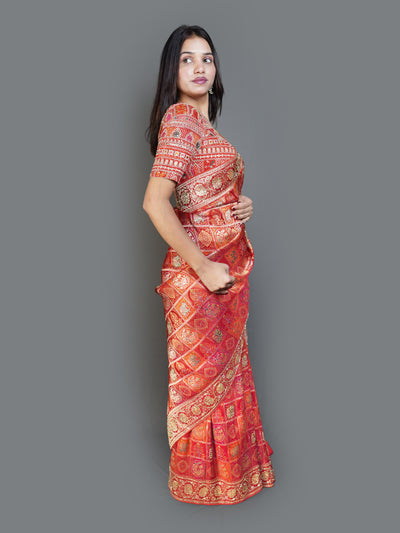 Bridal Red & Gold Brocade Saree (5931 B-129)