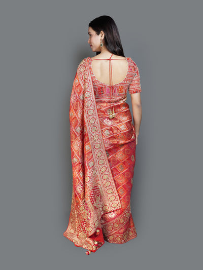 Bridal Red & Gold Brocade Saree (5931 B-129)