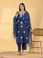Indigo Starburst Chanderi Suit Set