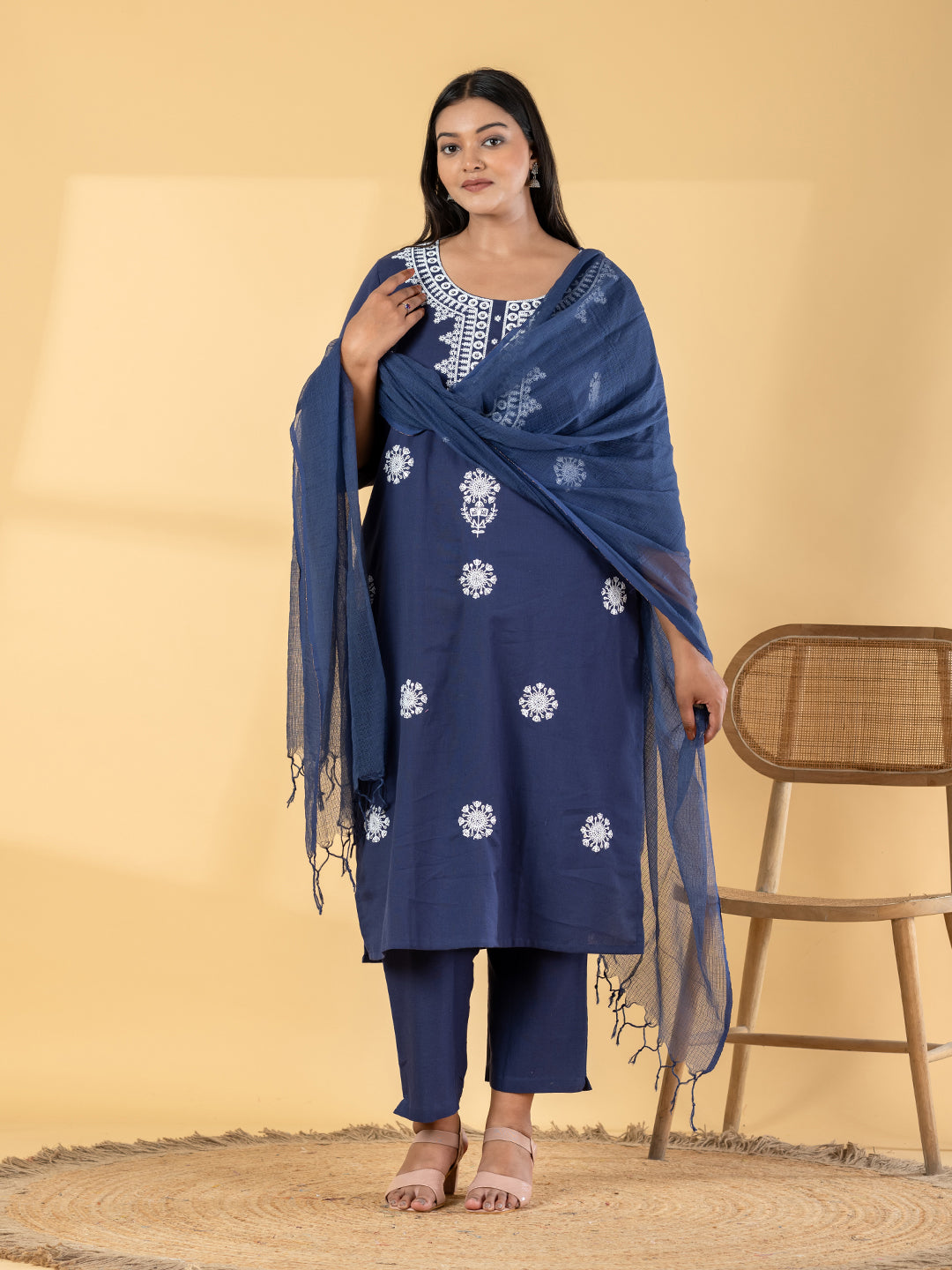 Indigo Starburst Chanderi Suit Set