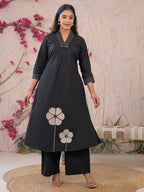 Midnight Bloom A-Line Kurta Set
