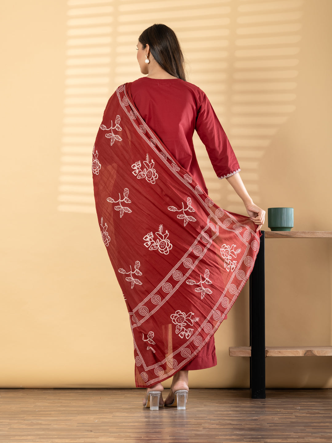 Maroon Meadow Hand-Block Set