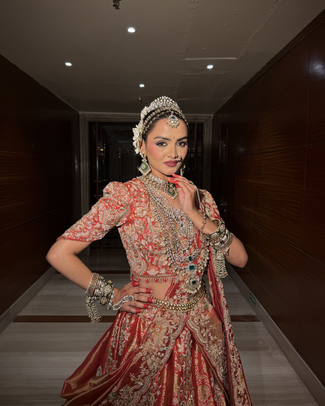 Rust mettalic luxury lehenga