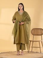 Olive Glimmer Chanderi Set