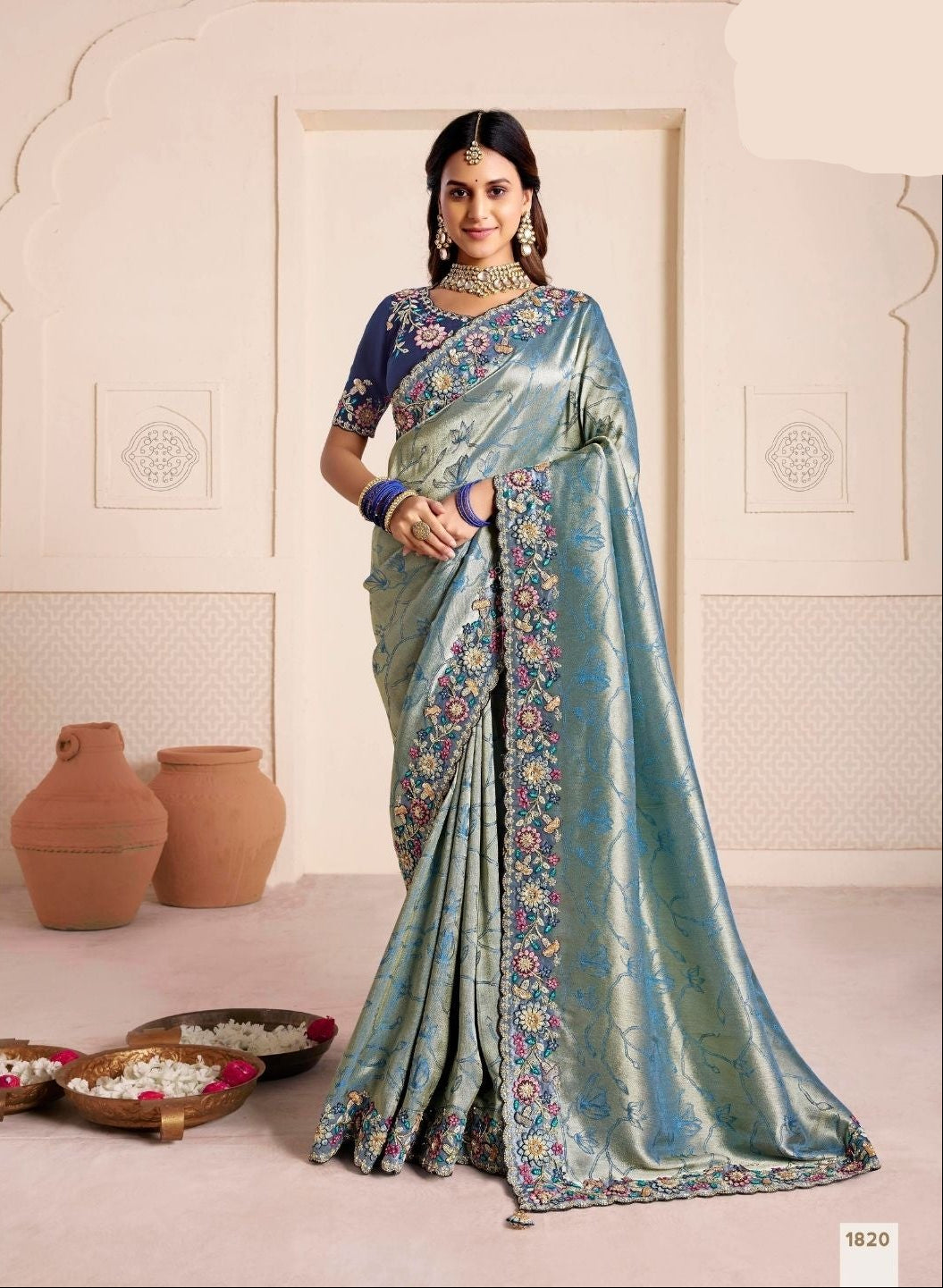 Neelam Metallic Bloom Saree