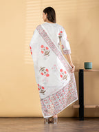 Ivory Floral Cotton-Silk Suit Set