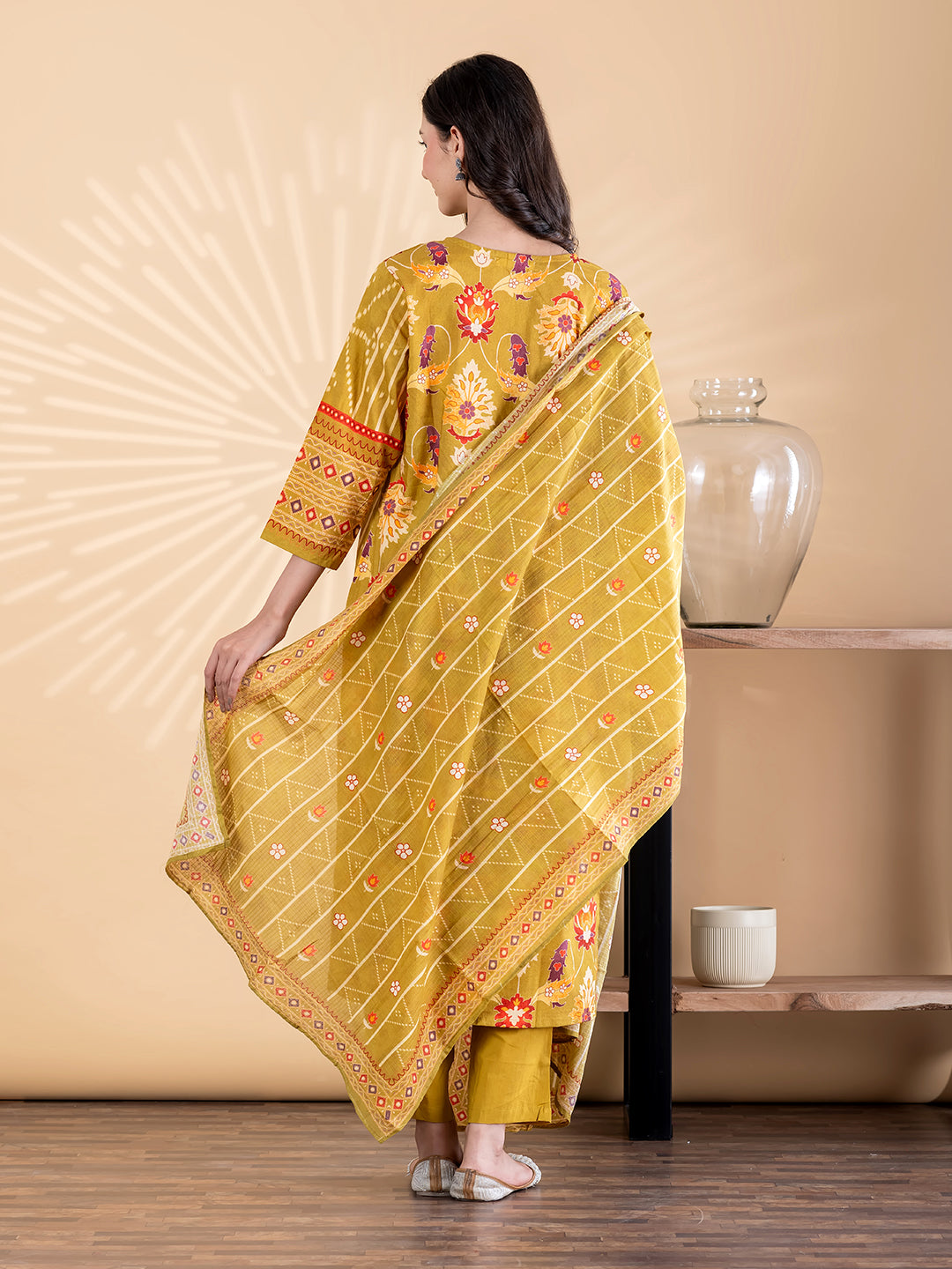 Mustard Bandhej Radiance Set