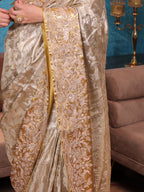 Champagne Gold Heavy Silk Saree
