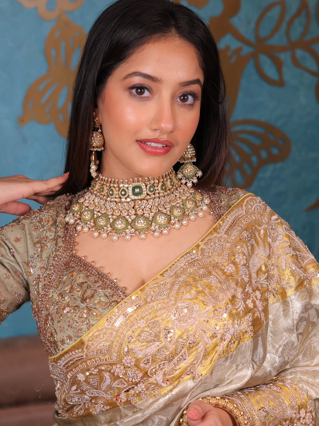 Champagne Gold Heavy Silk Saree