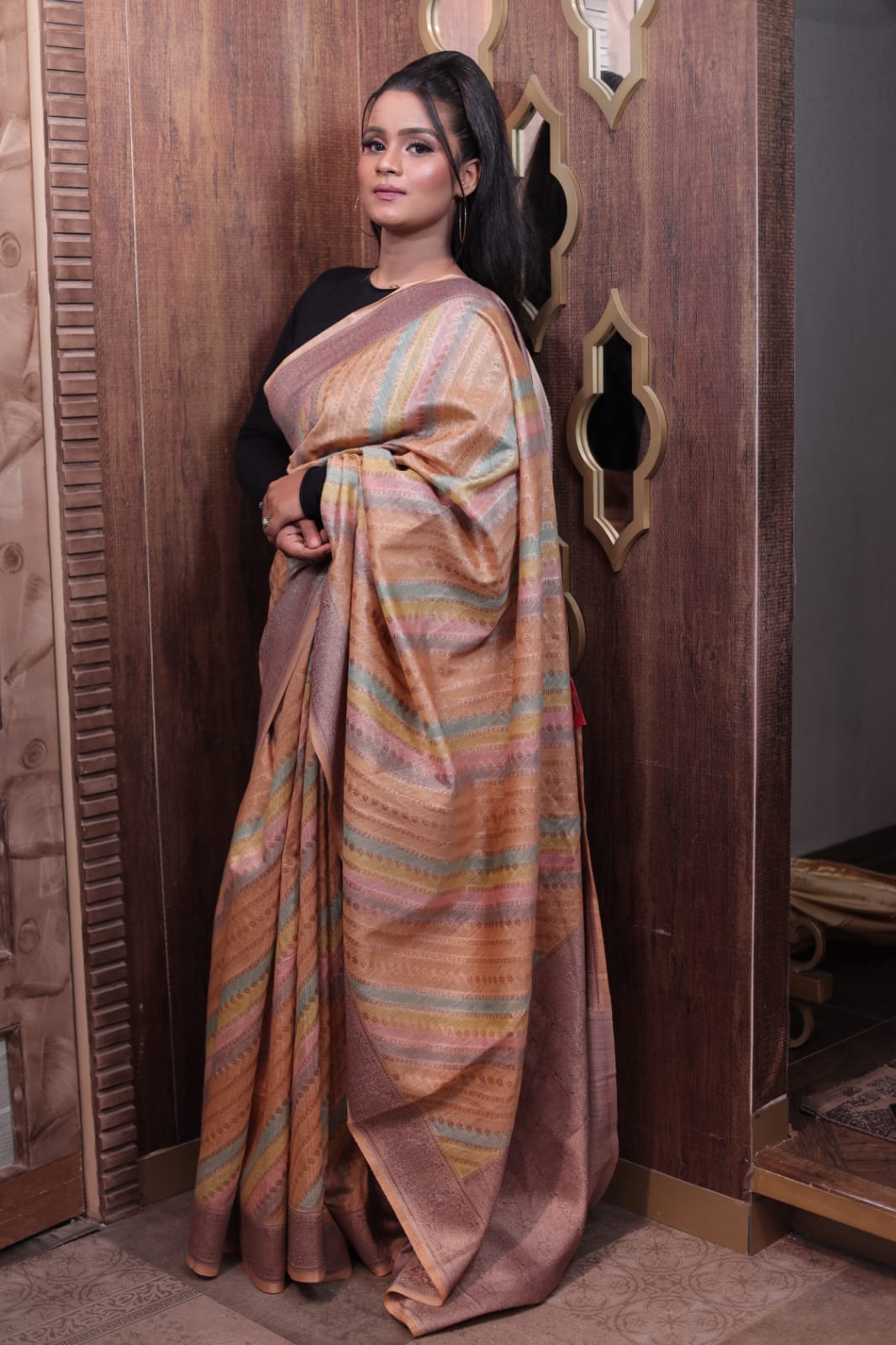 Multi-Color Tasar Silk Saree