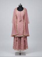 Order Elegant Heavy Onion Pink Embroidered Kurti with Sharara Set for women