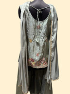 Order Sleeveless Embroidered Peplum Tunic Top & Palazzo Set with Dupatta