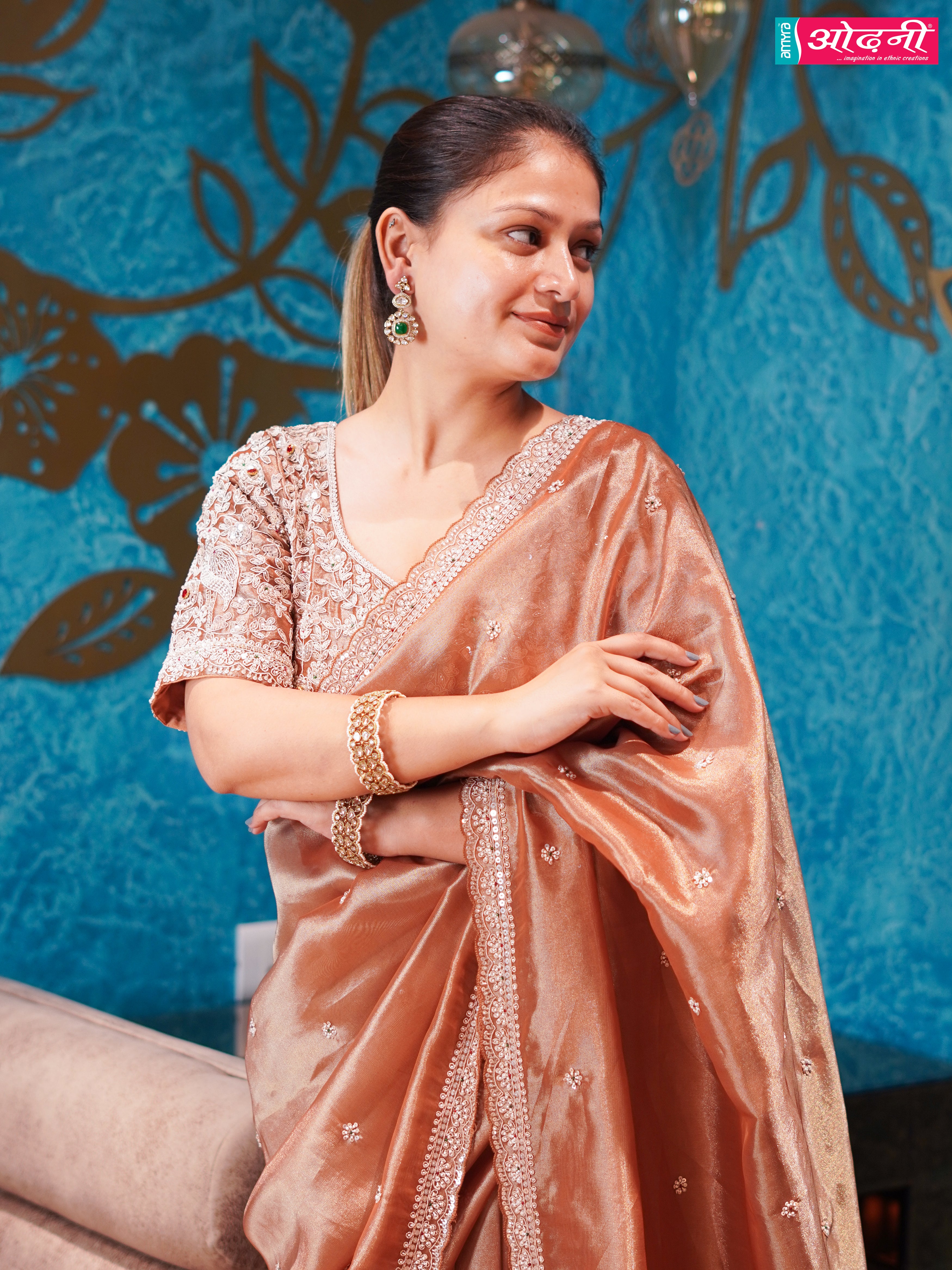 Copper Glow Embellished Saree ( 5590 B-129) Main image