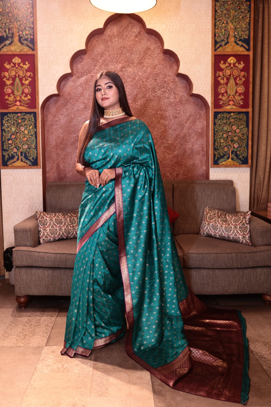 Elegant Handloom Silk Saree in Teal