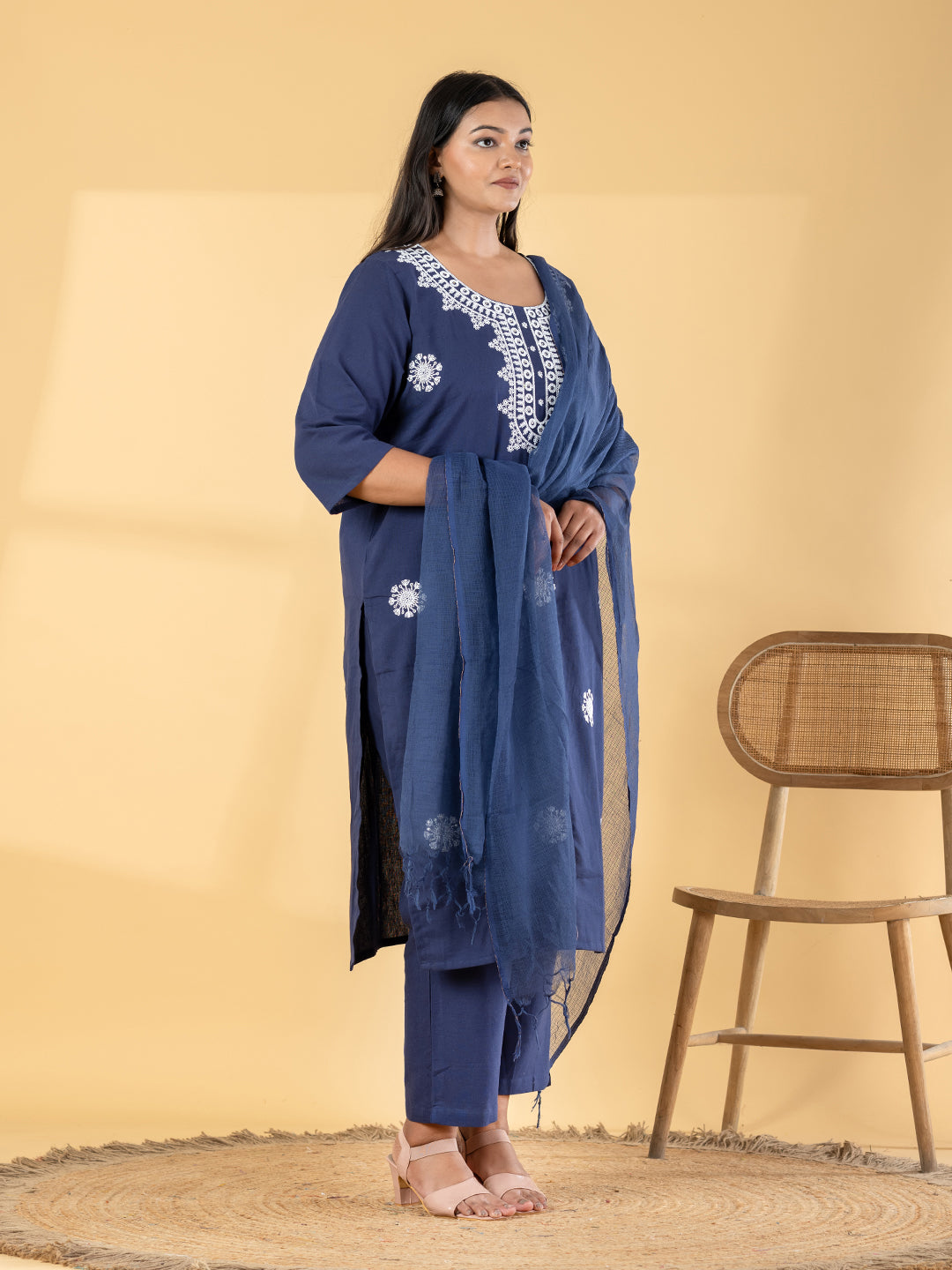 Indigo Starburst Chanderi Suit Set