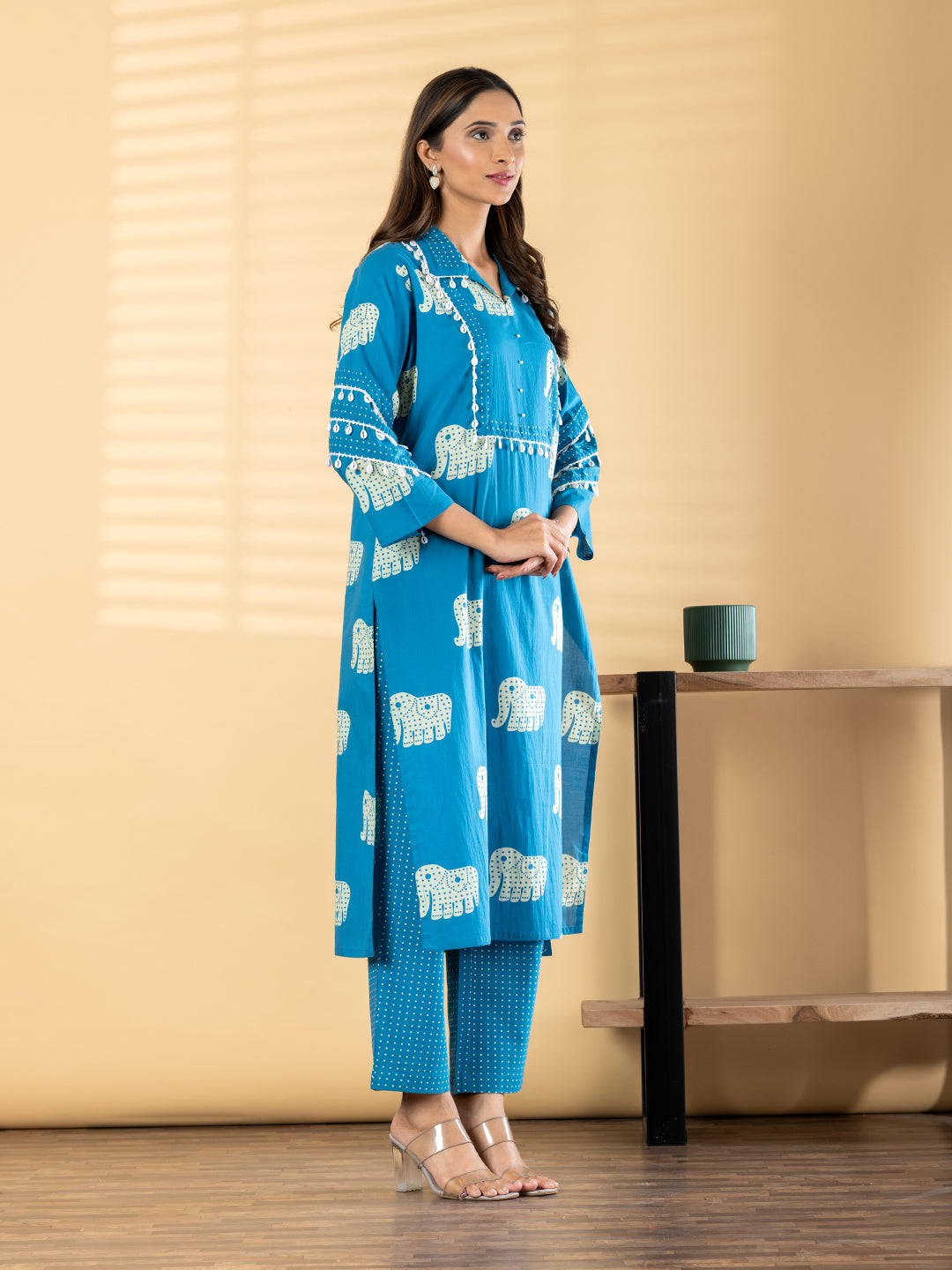 Printed Cotton Silk Suit